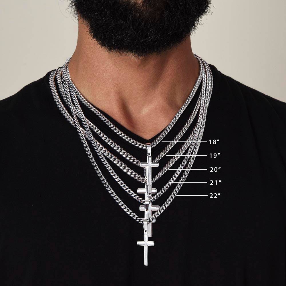Kidney Donor Gratitude Cross Cuban Link Necklace with Personalized Message Card