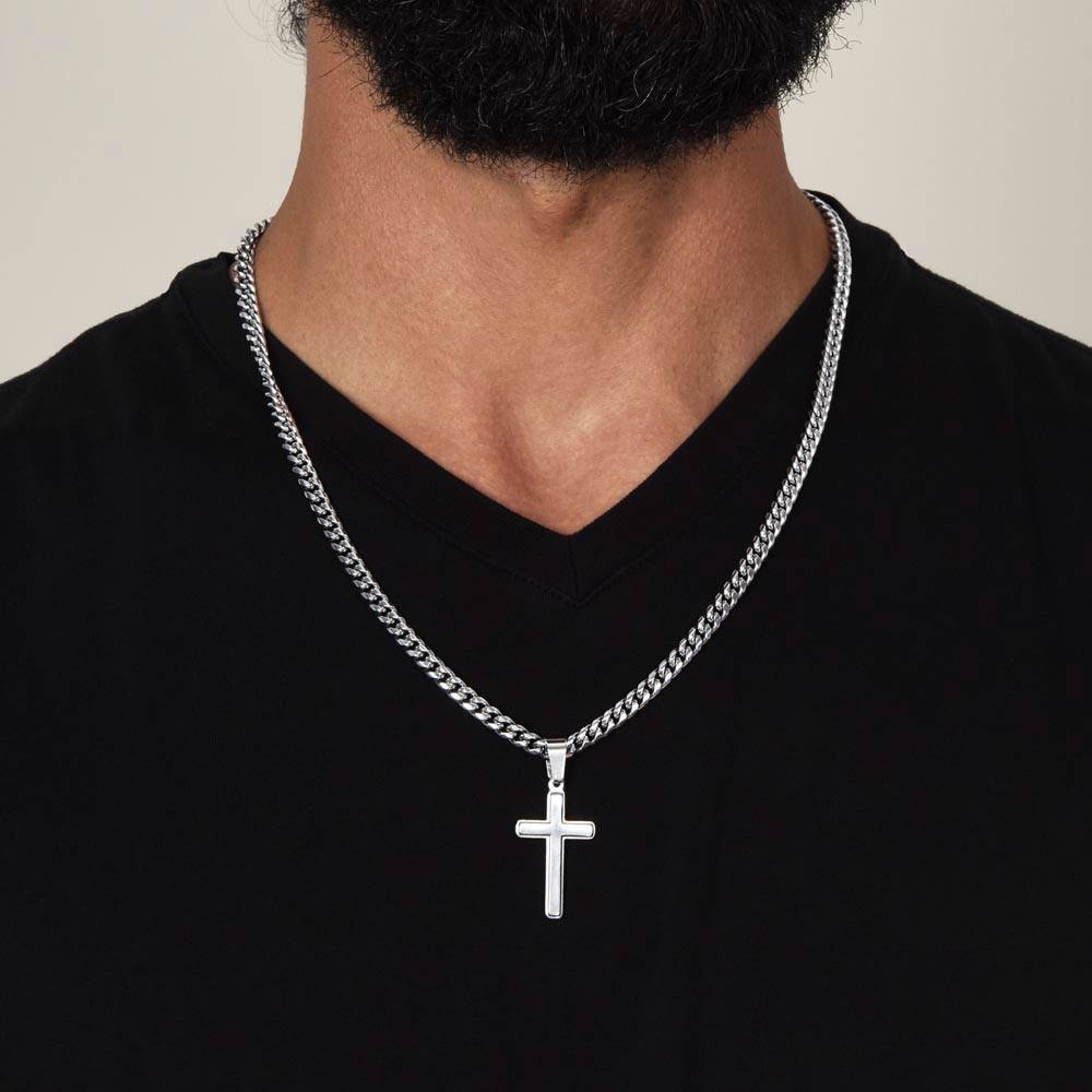 Kidney Donor Gratitude Cross Cuban Link Necklace with Personalized Message Card