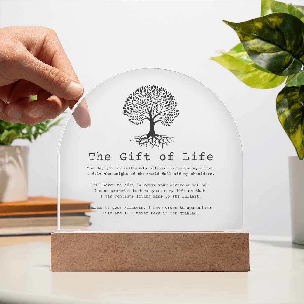 The Gift of Life Transplant Anniversary Acrylic Plaque