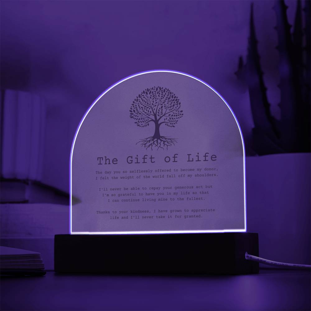 The Gift of Life Transplant Anniversary Acrylic Plaque
