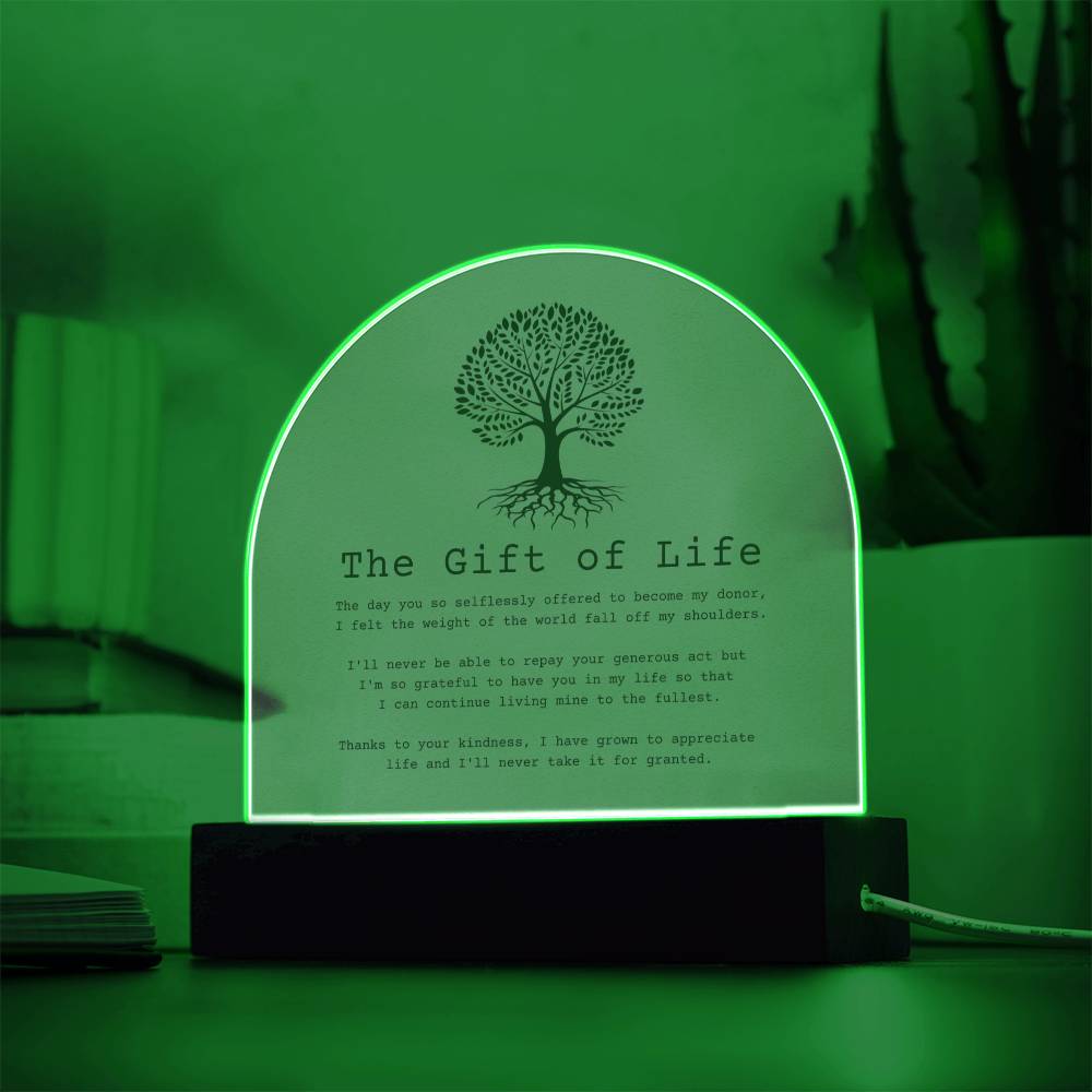 The Gift of Life Transplant Anniversary Acrylic Plaque
