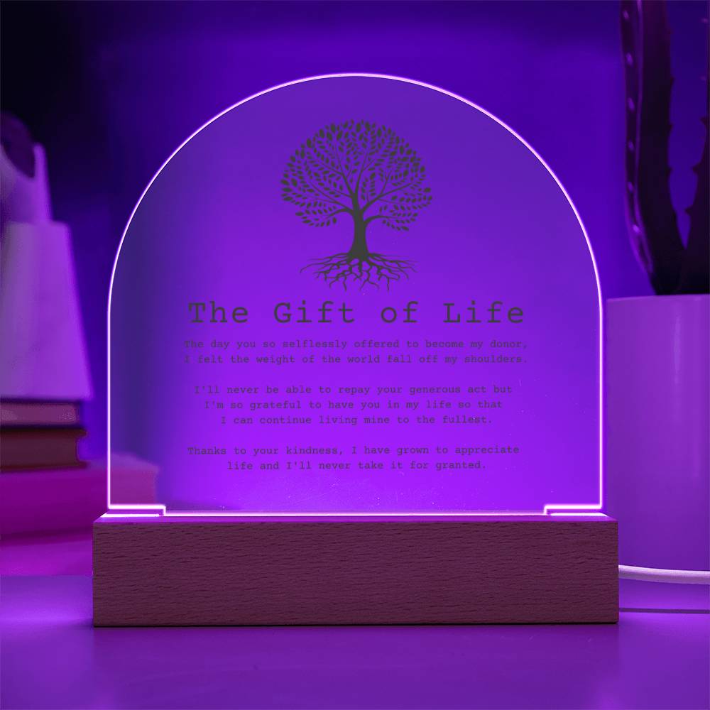 The Gift of Life Transplant Anniversary Acrylic Plaque