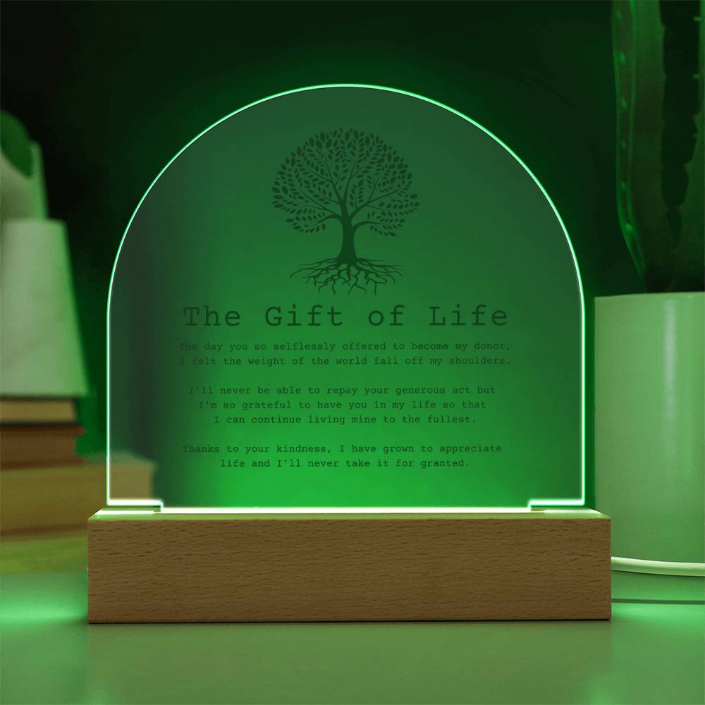 The Gift of Life Transplant Anniversary Acrylic Plaque