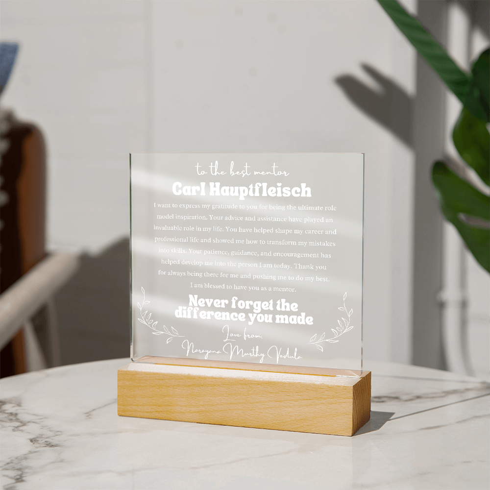 To My Mentor Personalized Plaque