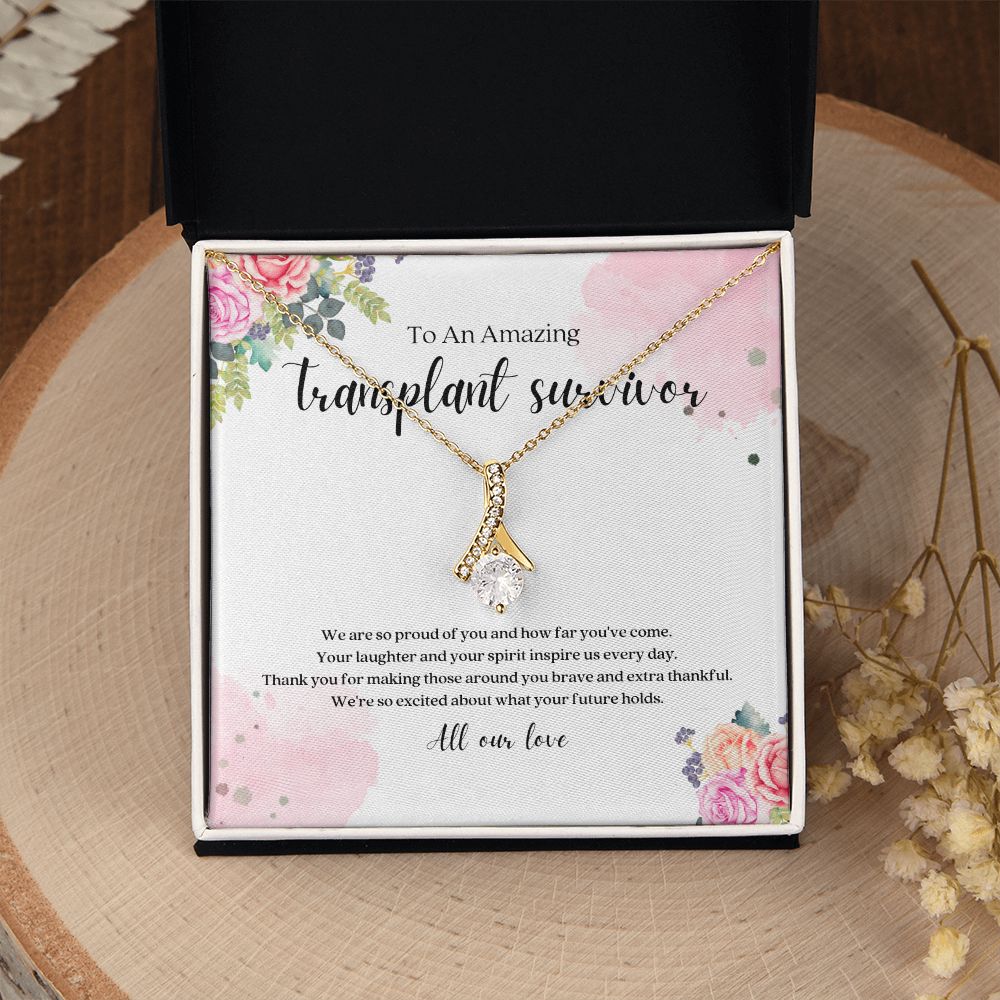 Transplant Survivor Ribbon Pendant Necklace