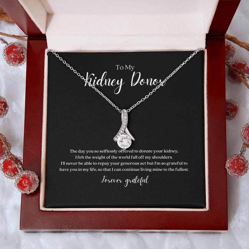 Kidney Transplant Anniversary Ribbon Pendant Necklace