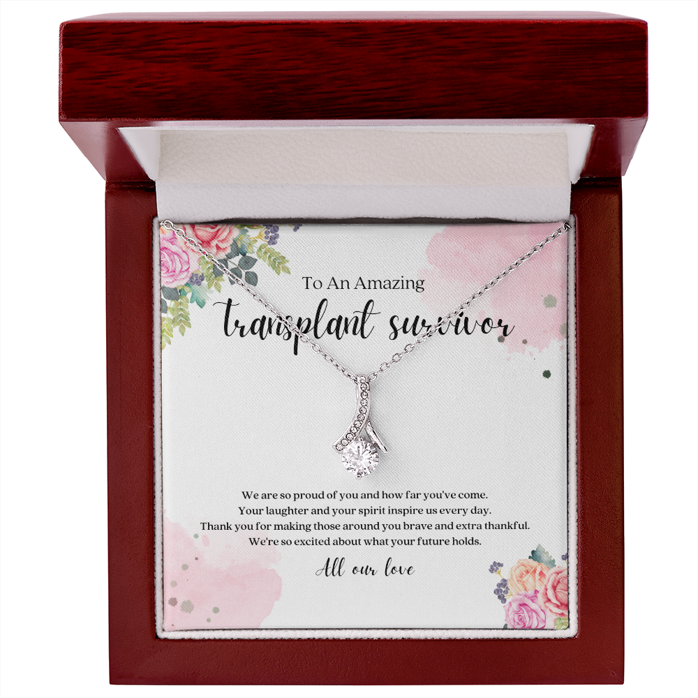 Transplant Survivor Ribbon Pendant Necklace