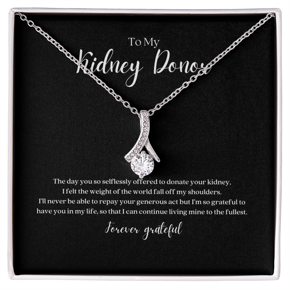 Kidney Transplant Anniversary Ribbon Pendant Necklace