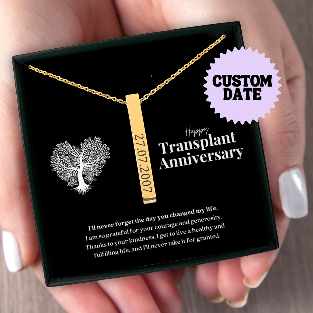 Transplant Anniversary Personalized Vertical Bar Necklace