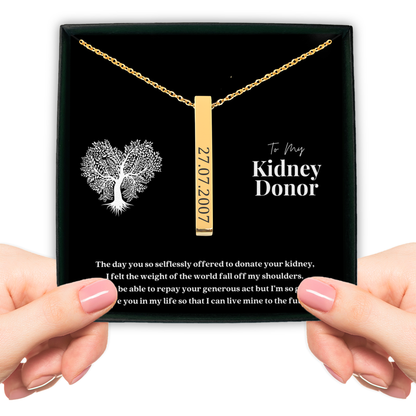 Kidney Donor Custom Date Vertical Bar Necklace