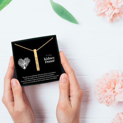 Kidney Donor Custom Date Vertical Bar Necklace