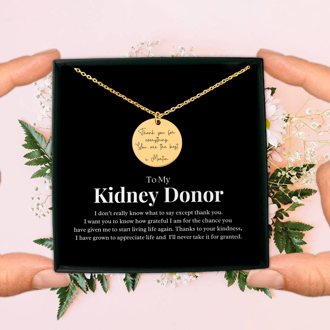 Kidney Donor Custom Message Necklace