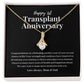 Transplant Anniversary Personalized Ribbon Pendant Necklace