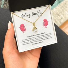 Load image into Gallery viewer, Kidney Buddies Transplant Anniversary Personalized Ribbon Pendant Necklace
