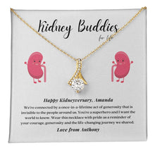 Load image into Gallery viewer, Kidney Buddies Transplant Anniversary Personalized Ribbon Pendant Necklace
