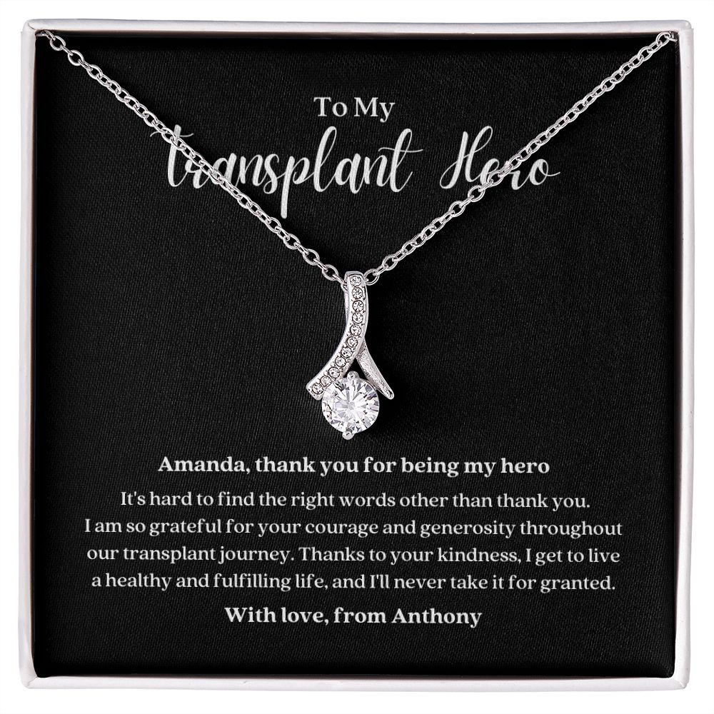 Transplant Hero Personalized Ribbon Pendant Necklace