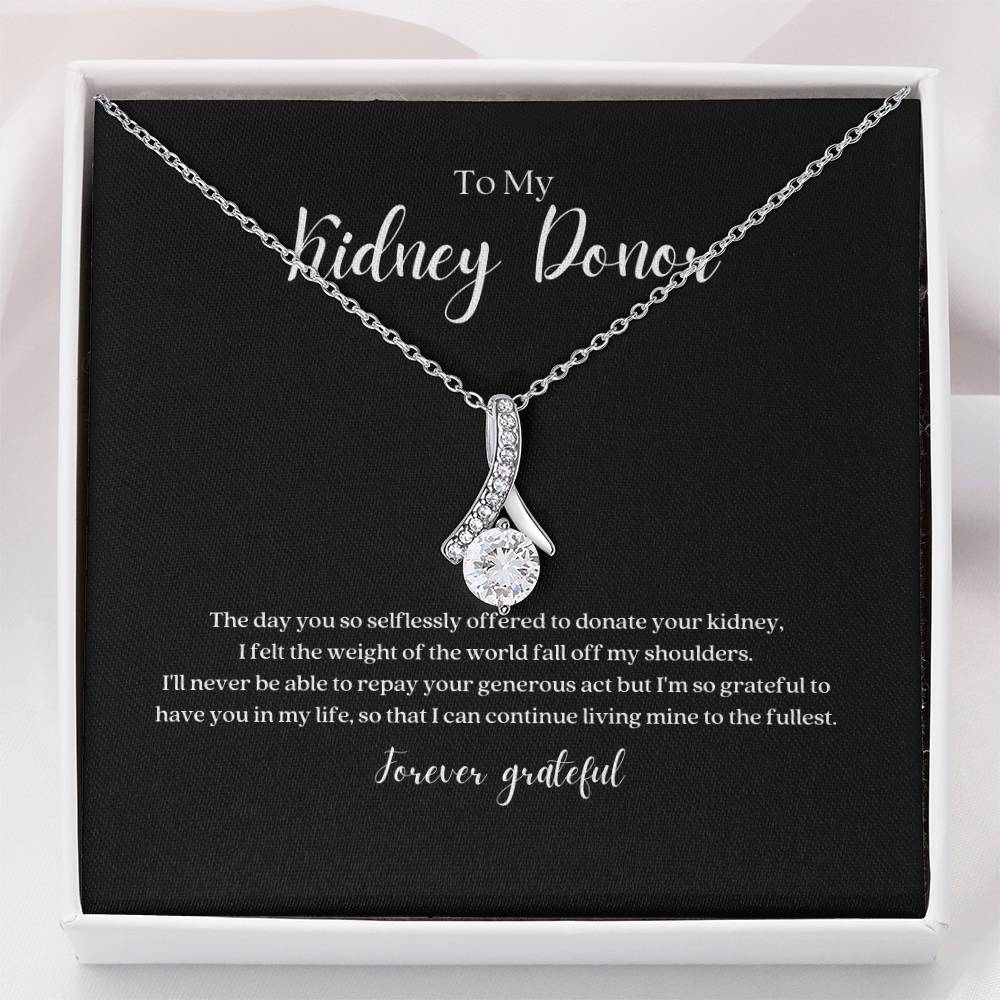 Kidney Transplant Anniversary Ribbon Pendant Necklace