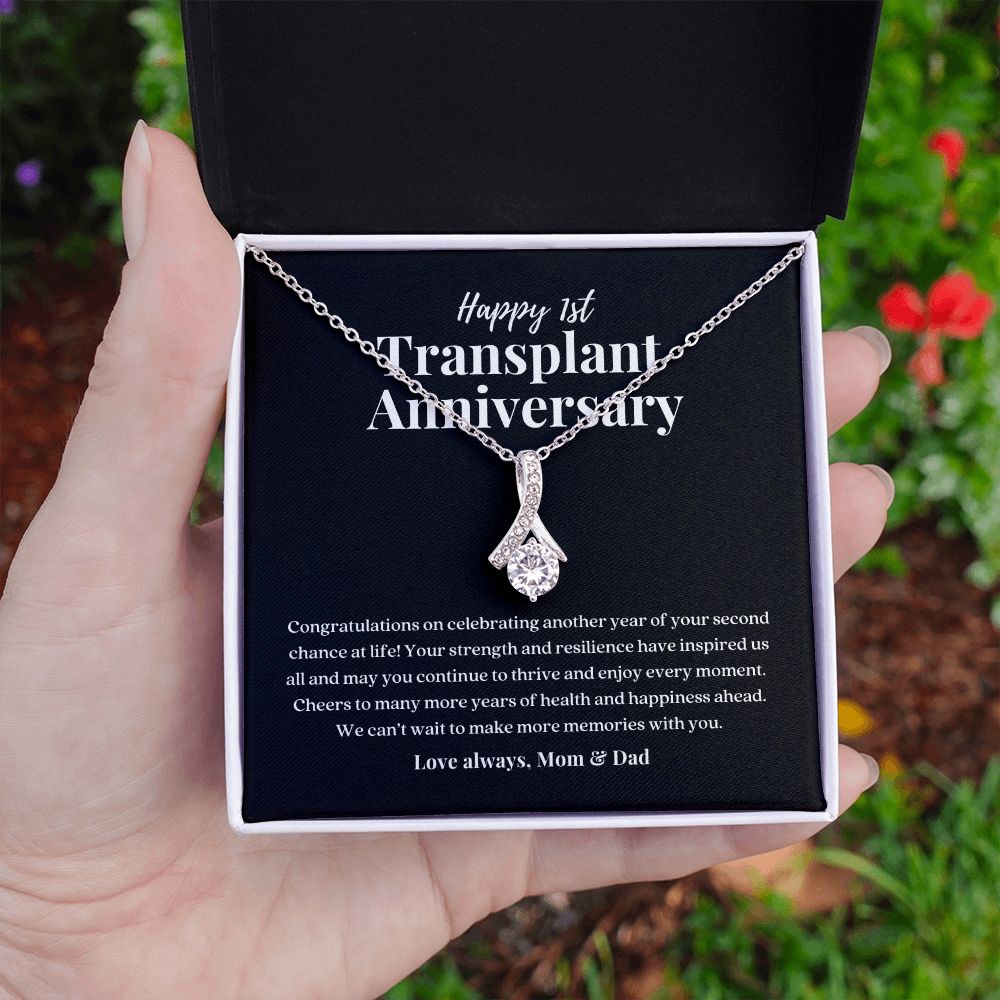 Transplant Anniversary Personalized Ribbon Pendant Necklace