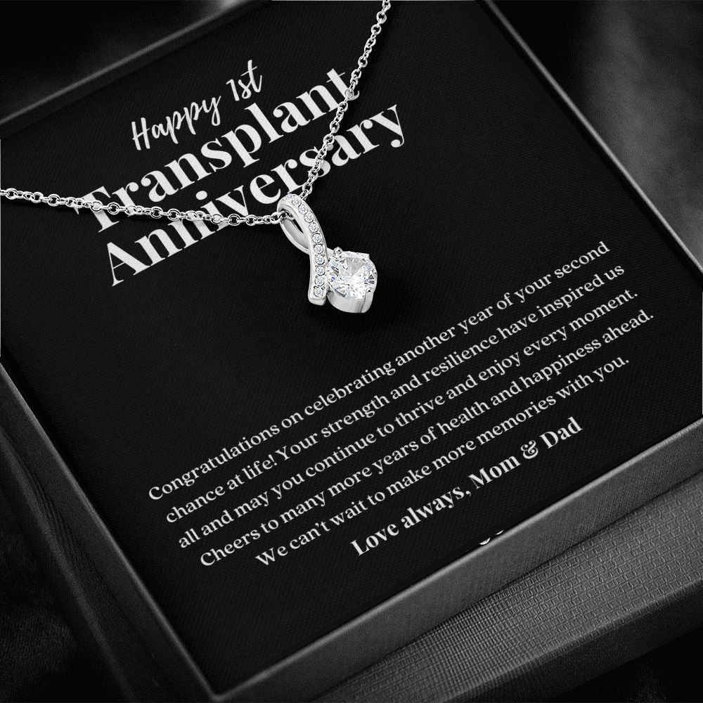 Transplant Anniversary Personalized Ribbon Pendant Necklace