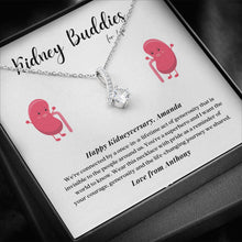 Load image into Gallery viewer, Kidney Buddies Transplant Anniversary Personalized Ribbon Pendant Necklace
