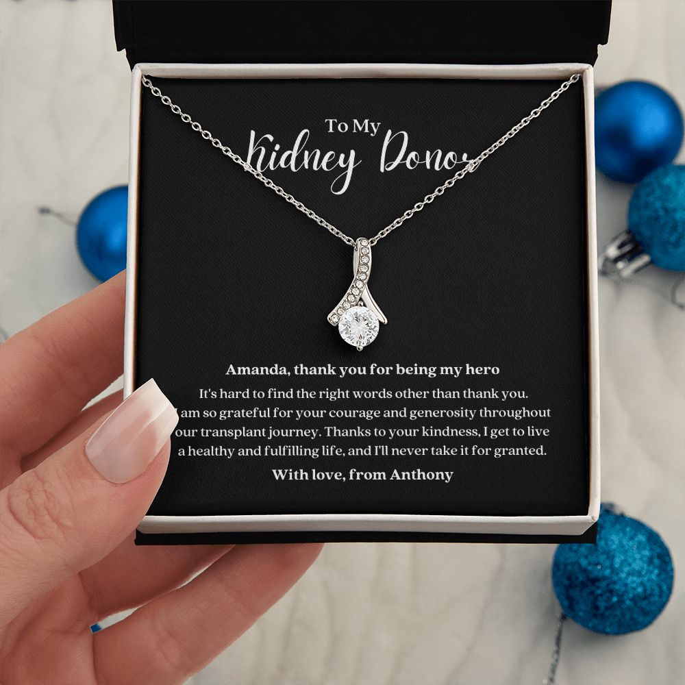Kidney Donor Personalized Ribbon Pendant Necklace