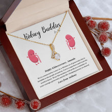Load image into Gallery viewer, Kidney Buddies Transplant Anniversary Personalized Ribbon Pendant Necklace
