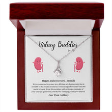 Load image into Gallery viewer, Kidney Buddies Transplant Anniversary Personalized Ribbon Pendant Necklace

