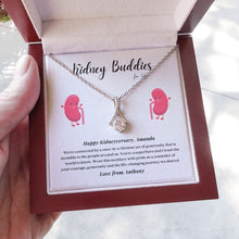 Load image into Gallery viewer, Kidney Buddies Transplant Anniversary Personalized Ribbon Pendant Necklace
