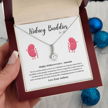 Load image into Gallery viewer, Kidney Buddies Transplant Anniversary Personalized Ribbon Pendant Necklace
