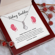 Load image into Gallery viewer, Kidney Buddies Transplant Anniversary Personalized Ribbon Pendant Necklace
