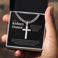 Kidney Donor Gratitude Cross Cuban Link Necklace with Personalized Message Card