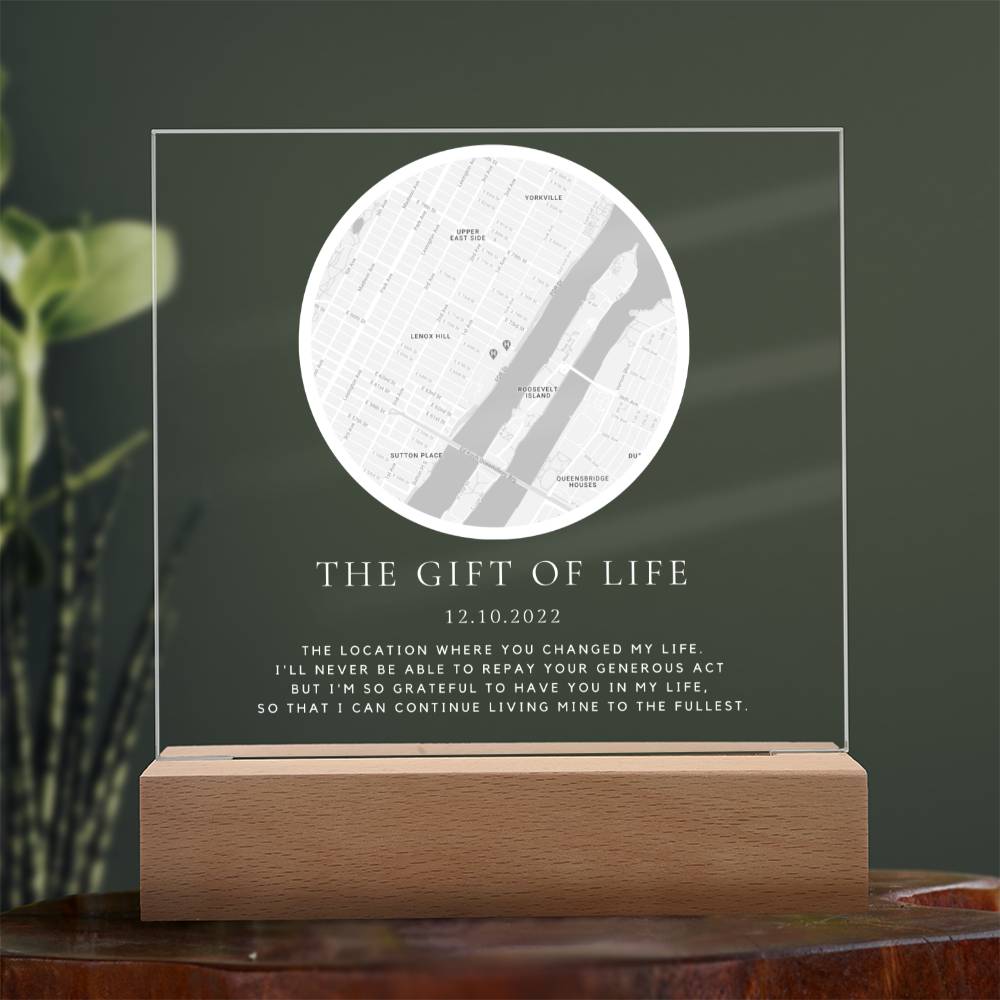 Personalized Gift of Life Location Map Acrylic Plaque