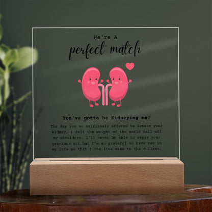 Kidney Buddies Perfect Match Acrylic Plaque