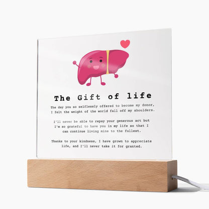 Liver Transplant Gift of Life Acrylic Plaque
