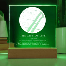 Load image into Gallery viewer, Personalized Gift of Life Location Map Acrylic Plaque
