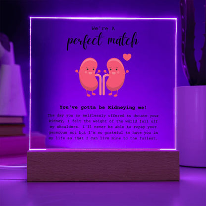 Kidney Buddies Perfect Match Acrylic Plaque