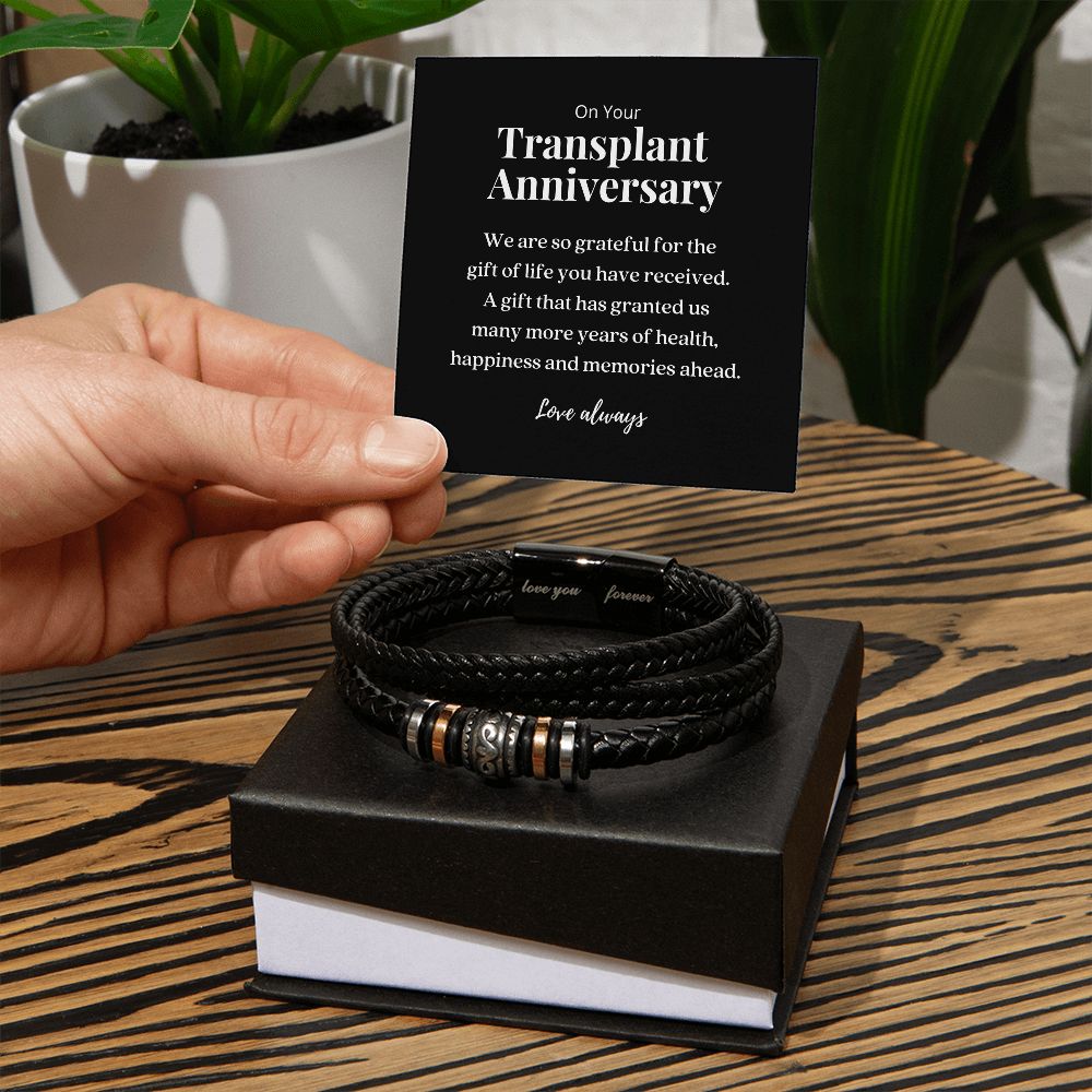 Transplant Anniversary Men's Gratitude Bracelet