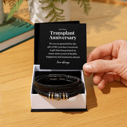 Transplant Anniversary Men's Gratitude Bracelet