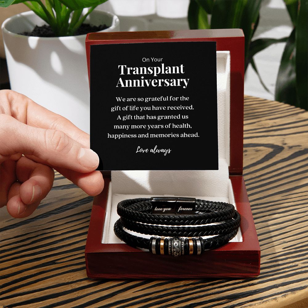 Transplant Anniversary Men's Gratitude Bracelet