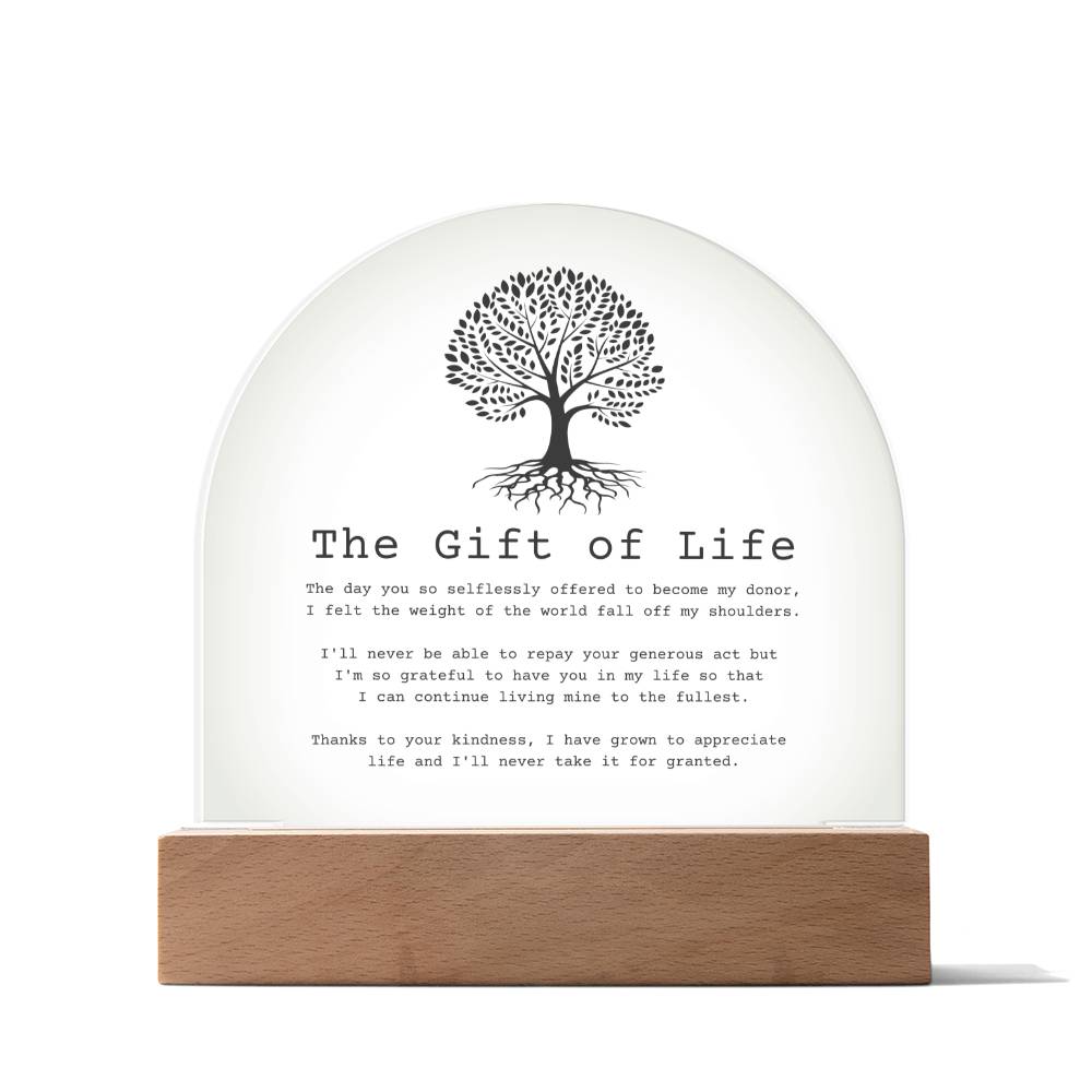 The Gift of Life Transplant Anniversary Acrylic Plaque
