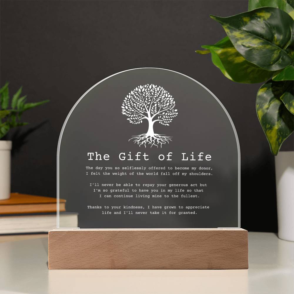 Gift of Life Transplant Anniversary Acrylic Plaque