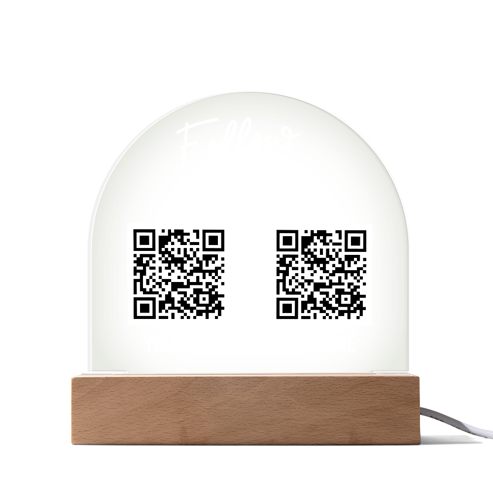 Social Media QR Code Acrylic Arch Cordless Base