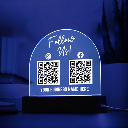 Social Media QR Code Acrylic Arch Cordless Base