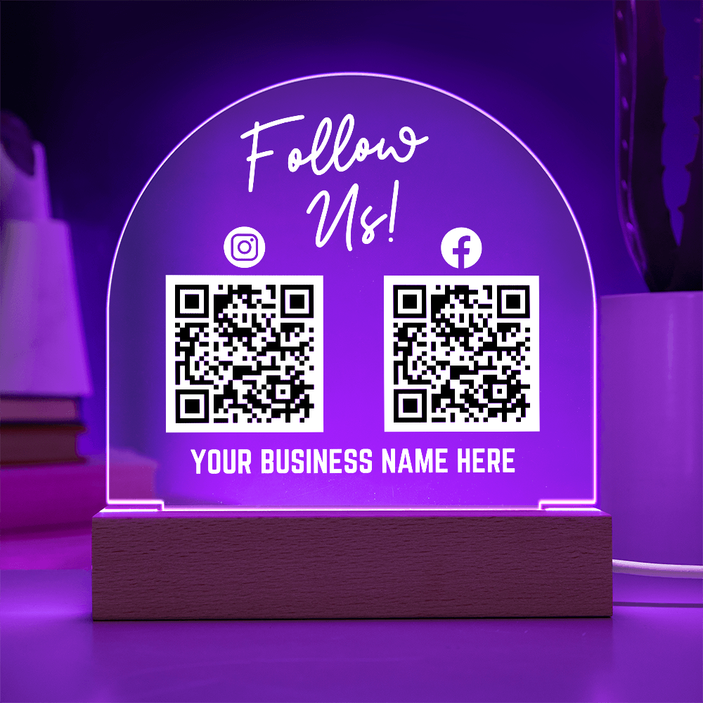 Social Media QR Code Acrylic Arch Cordless Base