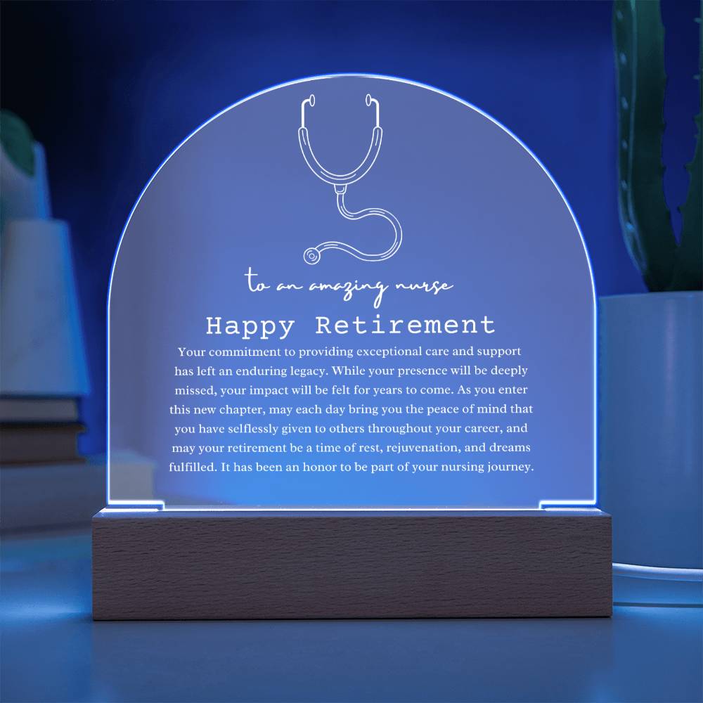 Nurse Retirement Plaque Acrylic Arch