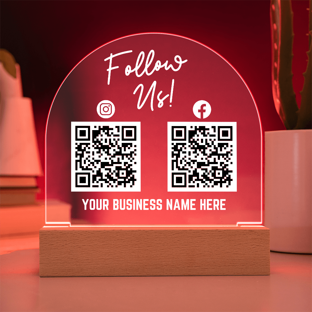 Social Media QR Code Acrylic Arch Cordless Base
