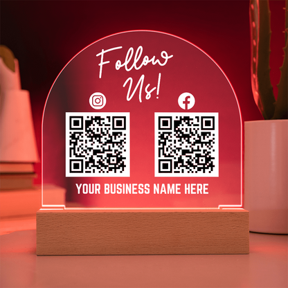 Social Media QR Code Acrylic Arch Cordless Base