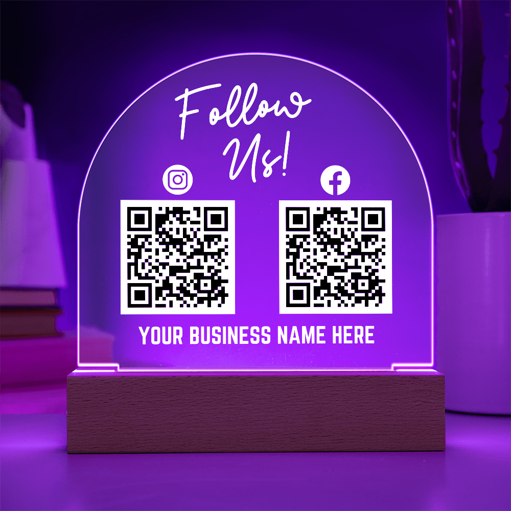 Social Media QR Code Acrylic Arch Cordless Base