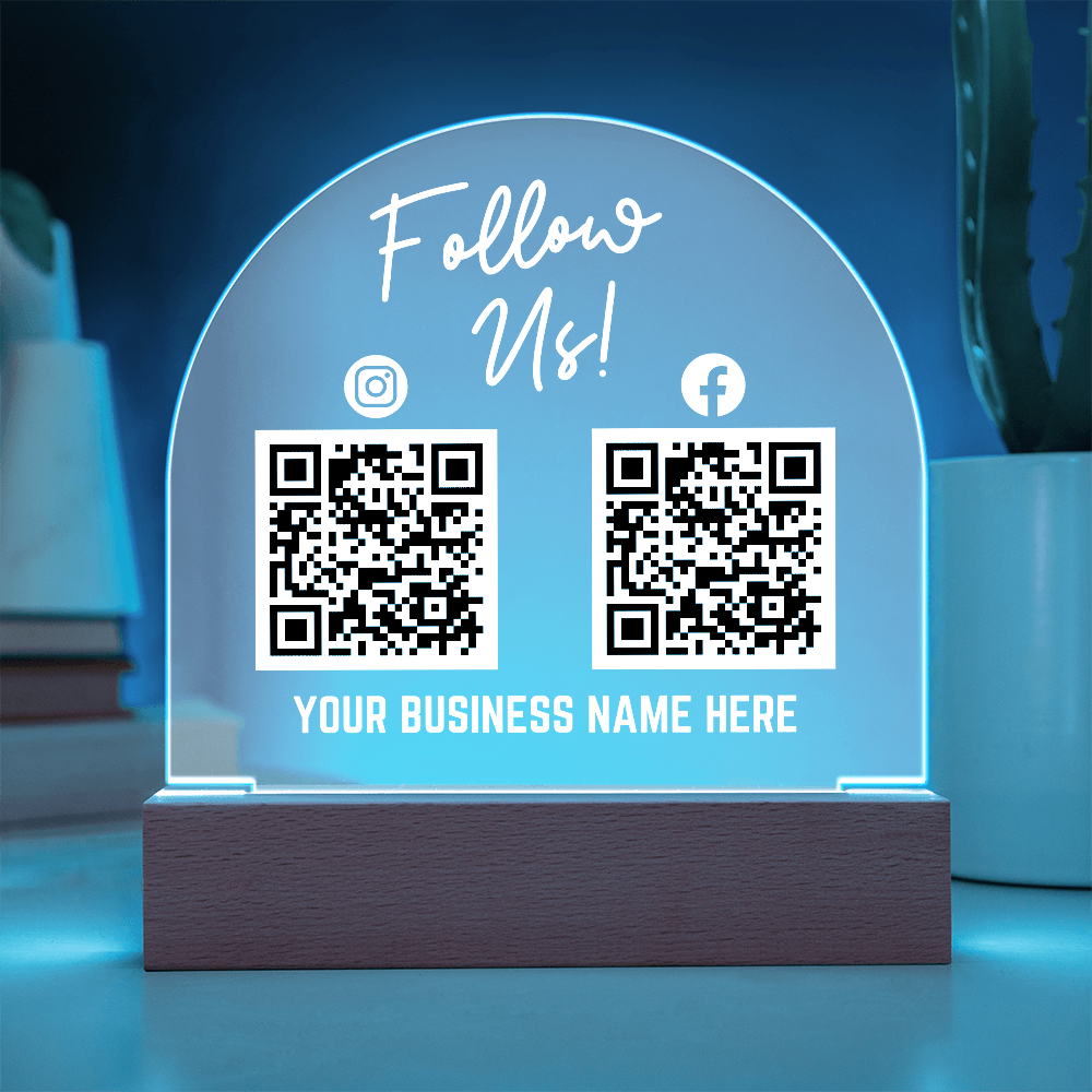 Social Media QR Code Acrylic Arch Cordless Base