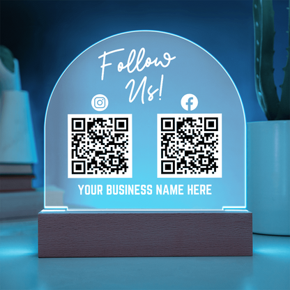 Social Media QR Code Acrylic Arch Cordless Base